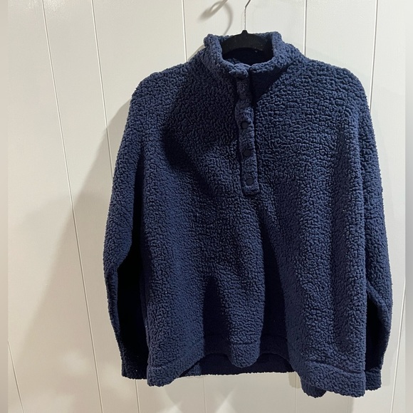 Aerie Navy Large Sherpa sweatshirt - Picture 1 of 7